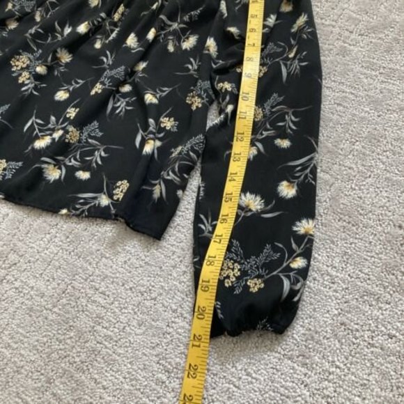 Off the Shoulder Black Floral Boho Peasant Blouse Top Black/Multi Size S - Picture 6 of 7